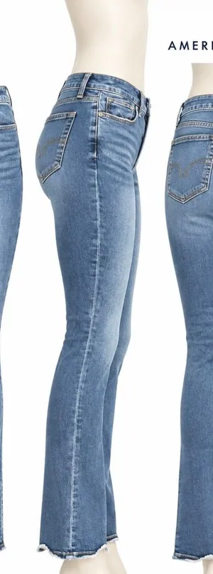 American Eagle High Rise Skinny Kick Jeans 2 Regular Stretch Frayed Hem thumbnail 1