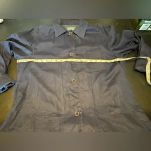 Lauren Ralph Lauren Linen Shacket Womens Blue Front Button Pockets size L thumbnail 9