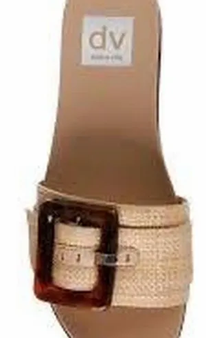 Beige Slide Sandal with Tortoiseshell Buckle Tan Size 9 thumbnail 1
