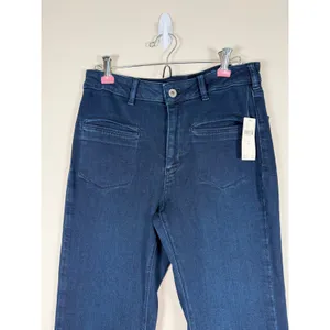 Pilcro‎ Anthropologie High-Rise Flare Jeans Dark Indigo Patch Pocket Size 27 NEW thumbnail 4