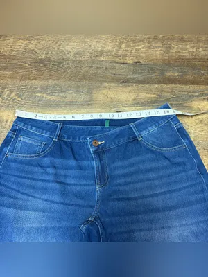 Halara Flex Denim Asymmetric Low Rise Button Zip Wide Leg Jeans Womens Large thumbnail 6
