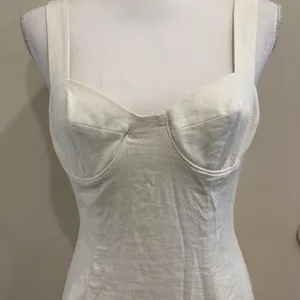 Solid & Striped Carolina Linen-Blend Mini Dress Cream XS Beach Boho Bachelorette thumbnail 5
