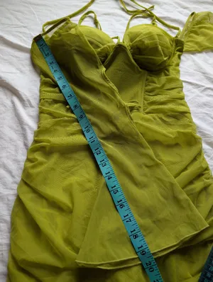 NWT Oh Polly Emmalee Off The Shoulder Mini Dress W6 Neon Green thumbnail 7