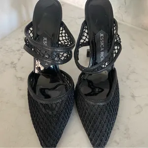 New! Jessica Rich Ysabelle Fishnet Pointed Toe Heels in‎ Black Sz 37 US 6.5 thumbnail 4