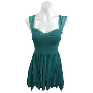 Free People Miss Me Teal Green Lace Sweetheart Embroidered A Line Mini Dress S thumbnail 2