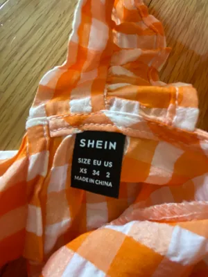 SheIn Orange Checkered Dress thumbnail 4