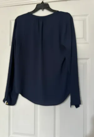 button down blouse is a junior size Large. thumbnail 3