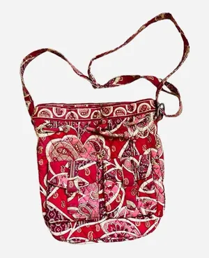 LuLaRoe Womens Vera Bradley Red Paisley Rosie Posey Crossbody Purse thumbnail 1