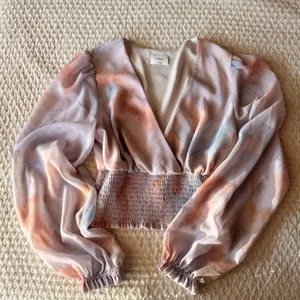 Aritzia Wilfred Wistful Blouse in Watercolor in S thumbnail 1