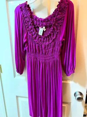 Sophie Max Women Purple Casual Dress- Small thumbnail 1