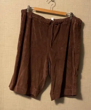 Elegant Brown Suede Women's Bermudas Size XL thumbnail 1