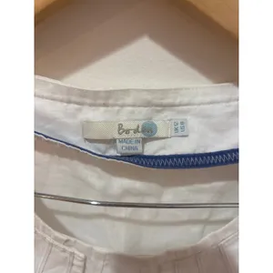 Boden White 100% Linen Sleeveless Peter‎ Pan Collar Pleated Top WA346 US 8 thumbnail 2