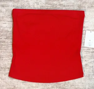 A New Day Women XS Red Ribbed Tube Top Bra Liner Stretch Y2K Basic Going Out New thumbnail 1