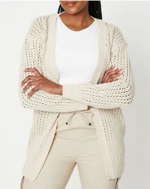 89th + Madison Cream Open-Knit Cardigan XL thumbnail 1
