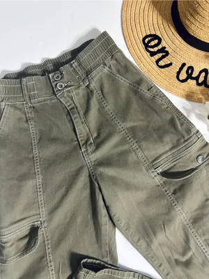 Y2K 90s Green Utility Cargo Pants Size 9/10 Stretch Military thumbnail 3