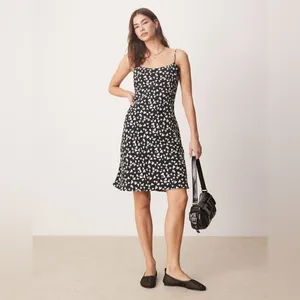 Abercrombie & Fitch Julia Heart Print Valentines Slip Mini Dress Small Black thumbnail 2