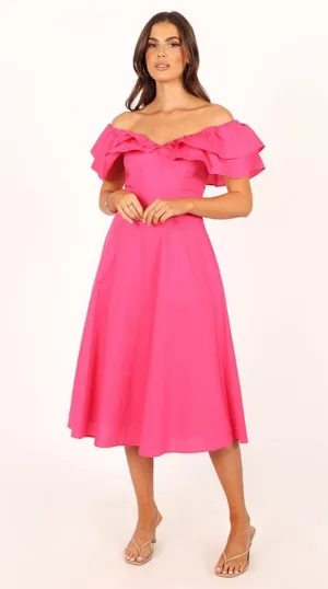 Petal + Pup Cabo frill sleeve dress in magenta NWT thumbnail 1