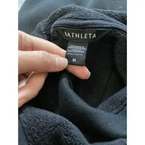 Athleta Black Fleece Wrap Neck Sweatshirt Dress Long Sleeve Thumbholes Womens M thumbnail 5