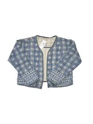 NWT Free People Kara Quilted Cardi Jacket in Pacific Combo Open Front S thumbnail 4