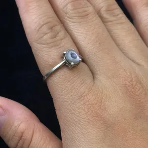 Sterling Silver Abalone Shell Doublet Ring Size 7.5 Iridescent Peacock Eye 925 thumbnail 3