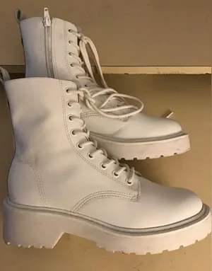 Steve Madden women white leather combat Tornado boots size 6.5 thumbnail 5