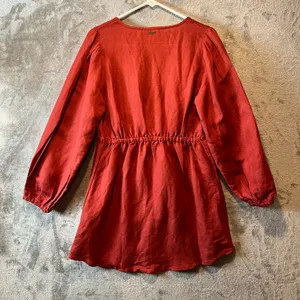 Saint Helena Cleo Mini Dress Linen Blend Size Small Rust Orange New‎ thumbnail 7