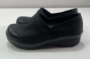 Dansko Women’s 37 6.5 Animal Print Black Leather Slip On Clogs Shoes Slip Resist thumbnail 1
