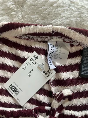 H&M Knit Pants White/Dark Red Striped thumbnail 7
