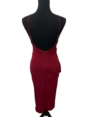 Lulu's Burgundy Midi Pencil Skirt with Front Slit thumbnail 6