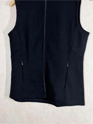 ibex Women’s Merino Wool Full Zip Vest Sleeveless in Black M thumbnail 3