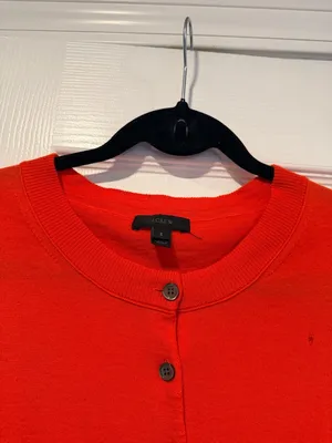 J. Crew Size S Orange Lightweight Merino Blend Gold Button Long Sleeve Cardigan thumbnail 2