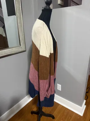 Madewell Kent Merino Alpaca Blend Colorblock Open Soft Cozy Preppy Cardigan Small. thumbnail 5