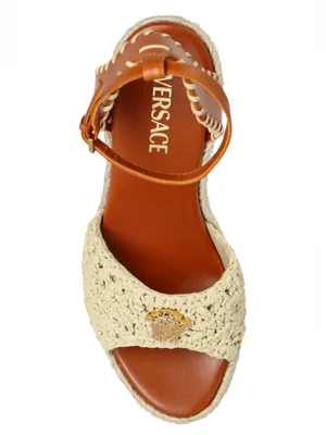 VERSACE Medusa raffia espadrilles wedges sandals thumbnail 5