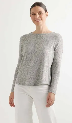 ✨Quince Brushed Lounge Long Sleeve Marled Grey Sz XL Tee✨ thumbnail 1