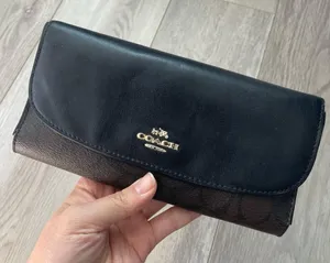 Coach Leather Wallet monogram rectangular womens Black designer classic thumbnail 1
