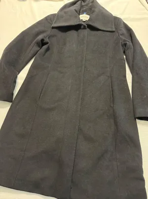 Cole Haan Signature Black Wool Blend Wing‎ Collar Hidden Button Coat Womens 12 thumbnail 1