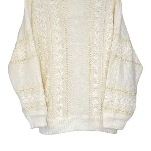 80s Vintage Le Chois Ivory Thick Knit Sweater Women's Size Large thumbnail 10