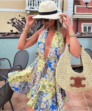 NWT! Zara Blogger Favorite Daisy Bloomcore Halter Mini Dress - Size XL thumbnail 1