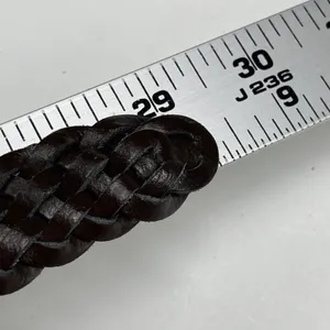 Vintage Levi's Brown Leather Woven Belt w/Brass Size‎ S Small thumbnail 7