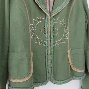 Misomiso Vintage Y2K Linen Bead Embroidered Jacket thumbnail 7