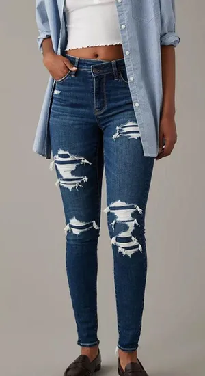 American Eagle High Rise Jegging With Patched Rips thumbnail 1