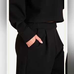 ALALA Black Phoebe Trousers Pleated Athleisure Joggers Small thumbnail 4