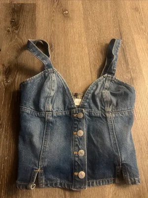 Zara Denim Corset Top Sz Small thumbnail 3