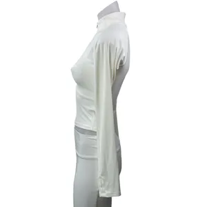 Varley Women's White Mock Neck Long Sleeve 1/2 Zip Athletic Crop Top Size S thumbnail 3