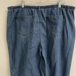 No‎ Boundaries Mini Waistband Wide Leg Pants Women's XXL /20 Drawstring Med Wash thumbnail 6