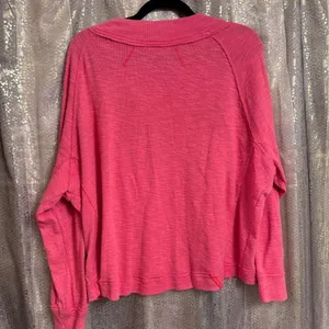 We the Free People Don't Forget Me Size Medium Coral Side Button Top Sweater thumbnail 2