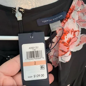Tommy Hilfiger Women's Size 2 Floral Chiffon Dress Black Pink Floral Long Sleeve thumbnail 10
