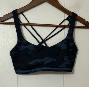 Lululemon Energy Bra Blue Black Camo Strappy Sports Bra Size 4 thumbnail 1
