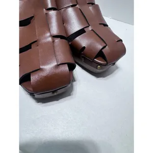 a.n.a Fernberg Brown Woven Fisherman Mules Studded Clog Block Heel Sandals 9M thumbnail 7