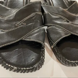 Naturalizer Dark Brown Leather Criss Cross Strappy Slip‎ On Sandals Size 8.5 thumbnail 9